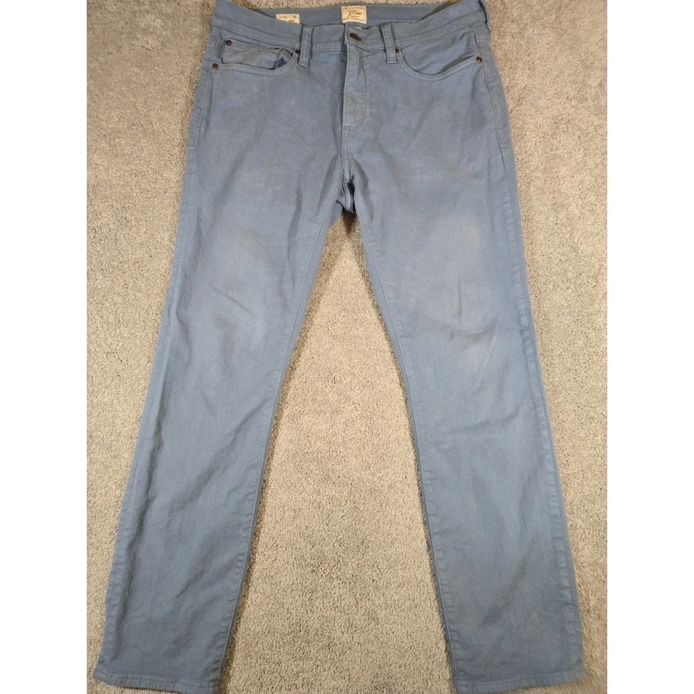 J. Crew 484 Slim Stretch Chino Pants Light Blue Mens 33x30 Cotton Linen Blend